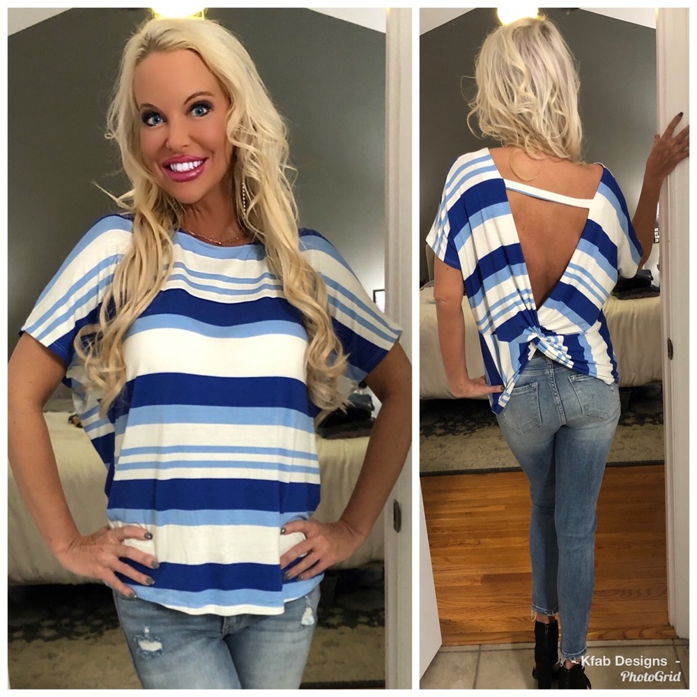 LAST 2! 🛍Dolman Striped Twist Back Top! - Picture 2 of 7
